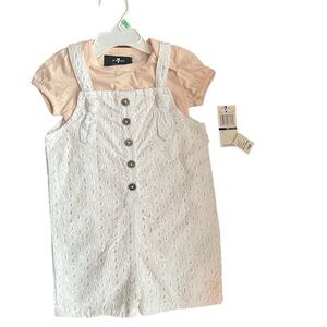 7 for all Mankind Toddler Girls Size 18 months 2 piece set Romper and shirt NWT